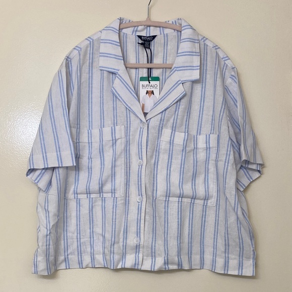 Buffalo David Bitton Tops - Buffalo David Bitton Blue and White Striped Button-Up